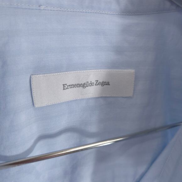 Ermenegildo Zegna Dress Shirt Mens 17-36 Blue Striped Portfino Comfort Button Up - Picture 7 of 13